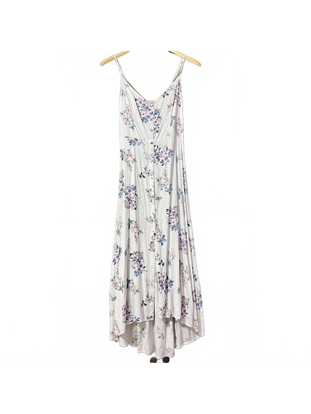 Hollister White Floral Summer Dress Shirred Size Medium Feminine Cottagecore